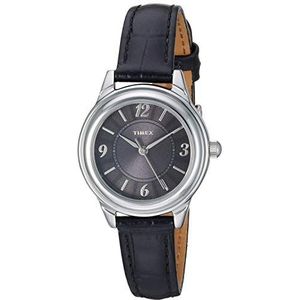 Timex Women's TW2R86300 Basics 26mm Black/Silver-Tone Croco Pattern Leather Strap Watch