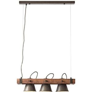 BRILLIANT lamp Plow hanglamp 3 lampen zwart staal/hout | 3x A60, E27, 10W, geschikt voor standaardlampen (niet inbegrepen) | Schaal A ++ tot E | Hoofden draaien