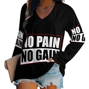 No Pain No Gain Nieuwigheid Vrouwen Blouse Tops V-hals Tshirt Voor Legging Lange Mouw Casual Trui