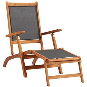 Outdoor Deck Chair Solid Acacia Hout en Textilene
