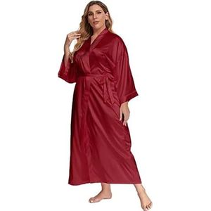 LHSJYG Dames gewaden satijn chiffon gewaden bruidsmeisje gewaden bruid gewaad vrouwen bruiloft lange badjas badjas satijnen badjas (Wine, 5XL)