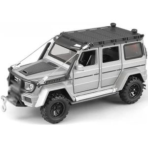 1/32 SUV legering gegoten auto speelgoedmodel schaal off-road voertuig met geluid kerstversiering geschenken (Color : Silver)