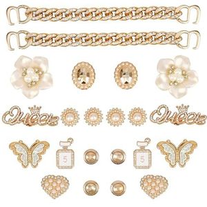 Duoleimi 22 stuks schoenaccessoires met strass, pins voor Crocs voor dames, Jibbitz voor Crocs, DIY-schoendecoraties, versieringen voor klompen
