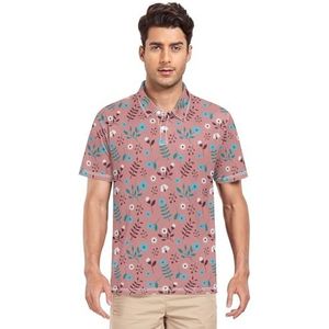 LI ZHI XIN Heren poloshirt met korte mouwen, werk-T-shirt, zomertop, klassieke kraag, sweatshirt met 2 knopen, voor golf, tennis, outdoor, sport, bloemenpatroon, bloemenpatroon, Meerkleurig, S