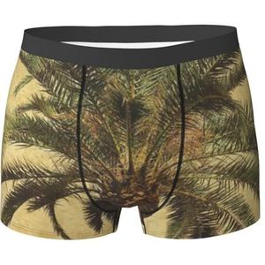 ZJYAGZX Boxerslip voor heren met tropische palmboom, tropische print, comfortabele onderbroek, ademend, vochtafvoerend, Zwart, M