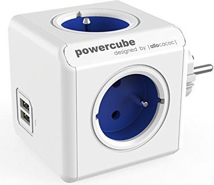 Allocacoc - PowerCube Original - Stopcontacten - Groen - 4 Uitgangen - 2 USB-poorten