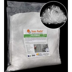 Polypropyleen van Tecno Prodist, 12 mm, voor beton, mortel of gips. - Polypropyleen (Pp) - versterking en weerstand, voorkomt scheuren - homogene dispersie van het mengsel (1 zakken 500 g)