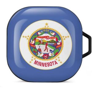 Minnesota State Flag oordopjes hoesje compatibel met Samsung hard shell beschermhoes zwart-stijl