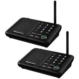 Draadloze intercoms, 1 mijl lange afstand draadloos intercomsysteem for thuiskantoor, kantoorruimte, kamer-naar-kamercommunicatie.(2 Unit Black)