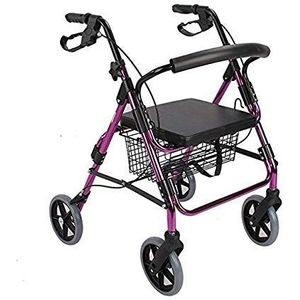 Grote wielen aluminium rollator met gewatteerde zitting en rugleuning, opvouwbare rollator mobiliteitshulpmiddel voor volwassenen, senioren, ouderen handicap Decoration