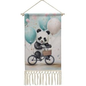 Leuke Giant Panda Muur Opknoping Met Kwastjes Katoen Linnen Schilderen Tapestry Voor Slaapkamer Woonkamer Decor