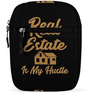 Real Estate Is My Hustle Mini Crossbody Tas Unisex Anti-Diefstal Side Schoudertassen Reizen Kleine Messenger Bag