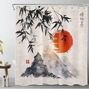 LB Douchegordijn Groene bomen in het bos Anti-schimmel Waterdicht Wasbare Stof voor Badkamer Decor met haken,180x180cm
