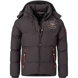 Geographical Norway Gewatteerde winterjas voor heren, gevoerde warme anorak, outdoor ski- en snowboardjas voor de winter/herfst, in bundel met UD-beanie, Verv Darkgrey, L