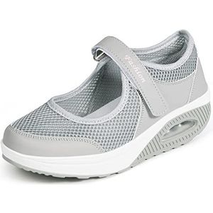 Orthopedische sneakers voor dames, orthopedische wandelschoenen voor dames, orthopedische sneakers, slip-on orthopedische schoenen, antislip, met luchtkussen, 35-42 EU, Grijs, 37 EU