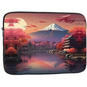 Rode roos op piano duurzame laptop messenger bag - multifunctionele en ultradunne draagbare laptoptas voor zaken en reizen, Japan Mount Fuji Landschap2, 15 inch