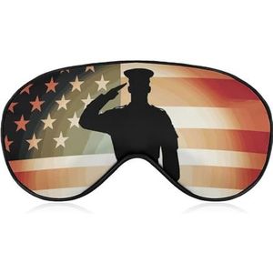 Soldier Saluting America Flag slaapmasker, lichtblokkerend oogmasker, comfortabel en zacht, oogbedekking met elastiek, geschikt voor mannen en vrouwen, geschikt voor reizen en slapen