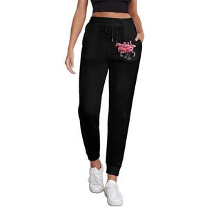 Flamingo Joggingbroek voor dames, hardloopbroek, joggingbroek, vrijetijdsbroek, elastische taille, lang, met zakken