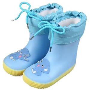 Regenschoenen for jongens en meisjes, regenlaarzen, waterdichte schoenen, antislip regenlaarzen(Color:Blue+Velvet,Size:Size 16/16.5CM)