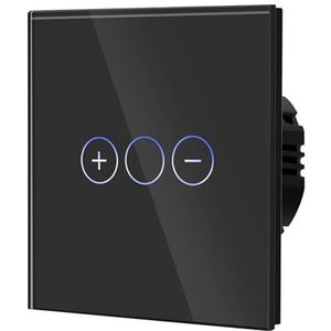 BSEED - Dimmer - Zwart - 300W Touch Wandlamp Schakelaar Gehard Glas Panelen Werkt Met Dimbare LED Verlichting