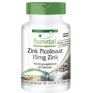 Fairvital | Zinkpicolinaat 15mg tabletten - HOOG GEDOSEERD - VEGAN - 60 tabletten zink picolinaat