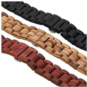 EDVENA 20 2 2 mm Houten band Compatibel met Samsung Galaxy Horloge 4 Klassieke 46mm 42mm Armband Horlogebanden Compatibel met Galaxy Horloge4 44mm 40mm Correa Polsband (Color : Redblack, Size : 22mm