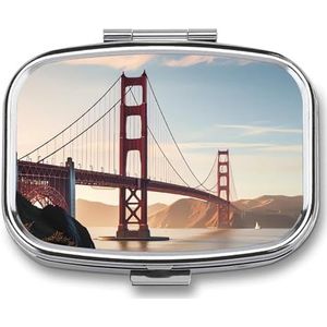 EHBO-kit - Ockable Medicatie Opbergdoos, Golden Gate Bridge Bedrukte Leuke en Lichtgewicht Pillendoos Huishoudelijke Dagelijkse Medicijnkast, Gouden Poortbrug, 2.2*1.6*0.6