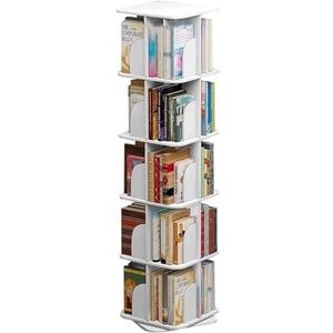 hoge boekenplank Staande boekenkast 5-laags boekenplanken opbergplank boekenplank 360° draaibare boekenplank 39 * 39 * 159 cm luxe smalle boekenkast perfecte weergave
