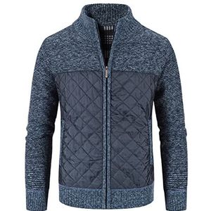 Heren Shawl Collar Zip Up Sweater Slim Fit gebreid vest jasje Kasjmier fleece gevoerde sweater met zakken (Blauw,4XL)