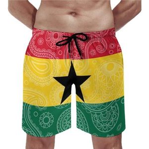 Ghana Paisley Vlag Mens Beach Shorts Sneldrogende Board Shorts Mesh Voering Strandbroek Gym Zwembroek XS