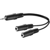 3,5mm (m) - 2x 3,5mm Mono Jack (v) Splitter Adapterkabel - 0,2 meter - Zwart