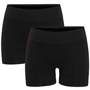 ONLY Women Mini Shorts Leggings 2-Pack | Fitness Cycling Pants ONLVICKY | Underskirt Hotpants Seamless, Colour:Black, Size:L-XL