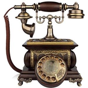 Retro vaste telefoon met hout draaiknop antieke stijl touw telefoon