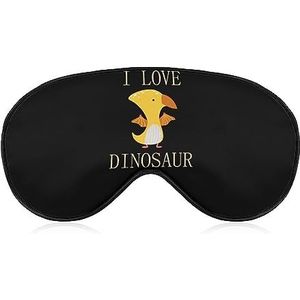 I Love Dinosaurus Geel Slaap Oogmasker voor Mannen Vrouwen Tieners Kinderen, Nachtslaap Oogschaduw Cover Comfort voor Reizen Yoga Nap
