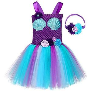 Prinsessenjurk voor meisjes, tutu, jurk met katoenen voering en hoofdband, voor kinderen, maat L, paars