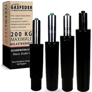 MYNEEED Gasveer voor bureaustoel, gasveer, gasveer, belastbaar tot 200 kg, gasveer voor draaistoel, bureaustoel, gaskolom, buislengte 185 mm, zwart