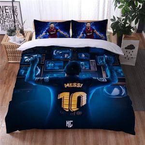 ENIXWH Voetbalstar Dekbedovertrek voor tieners, 3D beddengoed, microvezel, dekbedovertrek, voetbalclub set, 1 met ritssluitingen en 2 kussenslopen met omslag, voor jongens en meisjes (A, 140 x 200 cm)