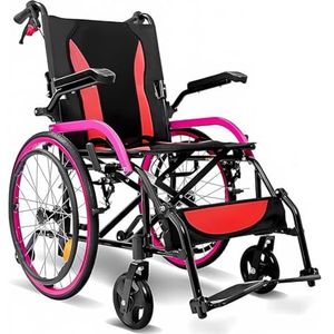 PA-DABAOO Lichtgewicht Rolstoel Van Aluminiumlegering, Zelfrijdende Rolstoel, Volwassen Reisrolstoel, Draagbare Opvouwbare Rolstoel, Handmatige Rolstoel, Zitbreedte 46CM,Blauw