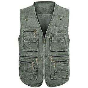 AnyuA Heren vest outdoor zware uitvoering safarivest jachtvest voor camping fotografie, legergroen, 7XL