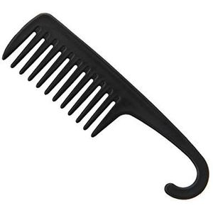 DieffematicSZ kam Zwart plastic haarborstel brede tandkam met hanger anti-statische grote brede kam voor rechte golvende haarzorg styling tool