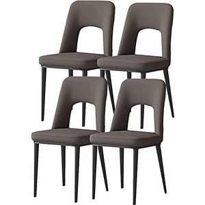 GEIRONV Moderne eetkamerstoelen Set van 4, PU-lederen accentstoelen Gestoffeerde vrijetijdsstoelen for Office Lounge met koolstofstalen poten Eetstoelen (Color : Gris, Size : 85 * 48 * 40cm)
