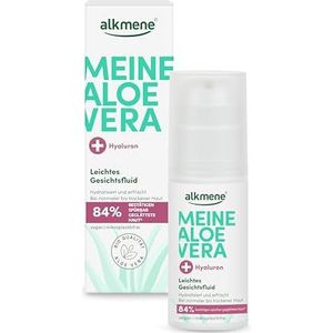 alkmene Aloë Vera gezichtsvloeistof met hyaluron 50 ml - Aloë Vera Gel gezicht voor normale tot droge huid - vochtinbrengende crème veganistisch - Aloë Vera gezichtscrème, Alea Vera gel, aloë veragel
