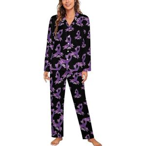 World Lupus Day met stijlvolle lint lange mouwen pyjama sets voor vrouwen klassieke nachtkleding nachtkleding zachte pyjama sets lounge sets