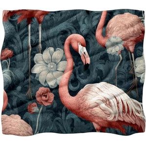 Gooi deken, zachte dekens en plaids, flamingo en tropische planten deken, 59x51 inch