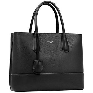 David Jones - Dames Grote Handtas Draagtas - Shopper Tote PU Leer - Boodschappentas Hengseltas - Schoudertas Crossbodytas Veel Zakken - Werktas Schooltas Kantoor Mode Elegant - Zwart