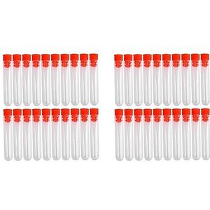 Daijianbin 40 stuks niet-afgestudeerde kunststof reageerbuis laboratoriumtest gereedschap met schroefdop transparant, 12x60mm