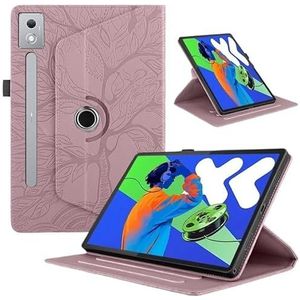 360 Roterende Stand Tablet Case Geschikt for Lenovo Xiaoxin Pad Pro 12.7inch 2025 TB-373FU TB-375FC PU Lederen Case(Rose gold)