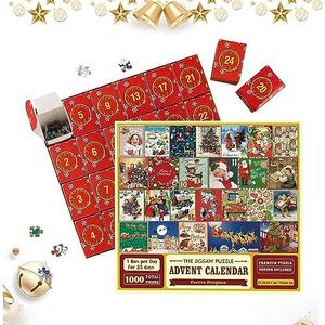 ZUREGO 2023 Adventskalender puzzel, 24 dagen verrassing, aftelkalender voor Kerstmis, 1000 stuks, kerstpuzzels, speelgoed, voor kinderen, woondecoratie (1/2 stuks)