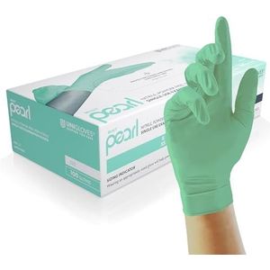 UNIGLOVES - Mint PEARL® Precies passende wegwerphandschoenen van nitril | voedselveilig, poedervrij en latexvrij | hoge sterkte & duurzaamheid | 100 stuks | wegwerphandschoen L