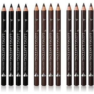 SUMEITANG 3 kleuren wenkbrauwpotlood eyeliner set, waterdicht wenkbrauwpotlood, gemakkelijk te kleuren, langdurige oogliner gelpen, professionele oogmake-up potlood zwart, bruin, donkerbruin kit 12